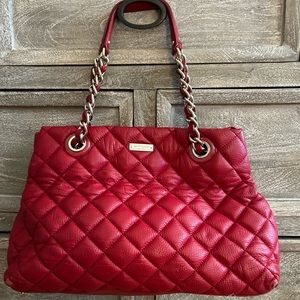 Authentic Kate Spade red quilted leather tote